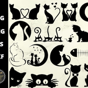 Cat Silhouettes SVG Bundle | Drôles de chats peeping | Éléments de conception de sublimation Clipart | svg png dxf eps | Conceptions de t-shirts | Téléchargement instantané