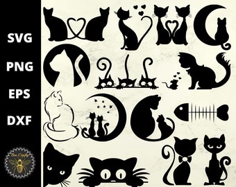 Cat Silhouettes SVG Bundle | Funny Peeping Cats | Sublimation Design Elements Clipart | svg png dxf eps | T-Shirt Designs | Instant Download