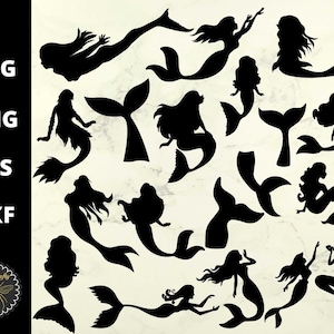 Meerjungfrau Bündel SVG | Mermaids Mermaid Tails Silhouette Clipart Elements | svg, eps, dxf, png Cut Dateien | Sofort Download | Kommerzielle Nutzung