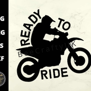 Ready To Ride SVG | Motorbike Scrambler Motorcycle Trials Bike Clipart | svg, eps, dxf, png Cut File | Instant Download | Commercial Use