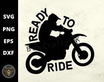 Ready To Ride SVG | Motorbike Scrambler Motorcycle Trials Bike Clipart | svg, eps, dxf, png Cut File | Instant Download | Commercial Use
