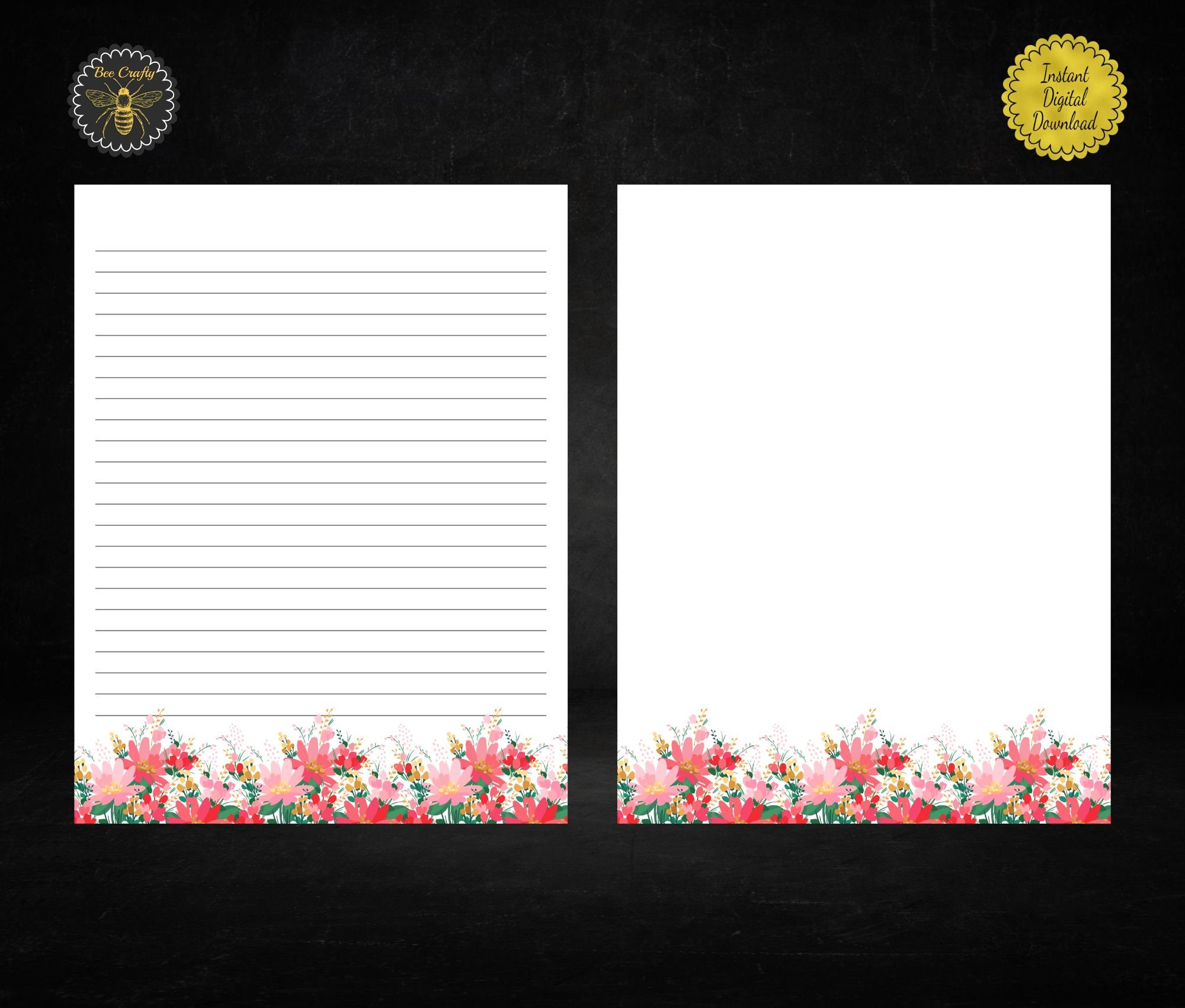 Floral Stationery Set: Watercolor Flower Note Paper (digital Download ...