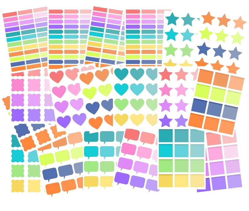 Sticker Template Rows Make Your Own Stickers Template Bundle | 324 X Editable Planner ...