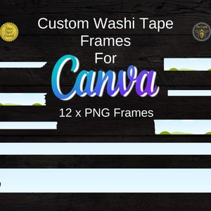 Washi Tape canvasframes | Bewerkbaar in Canva Washie Tape-strips | Vul uw eigen sjablonen voor wasachtige tape-stukken met slepen en neerzetten | Commercieel gebruik