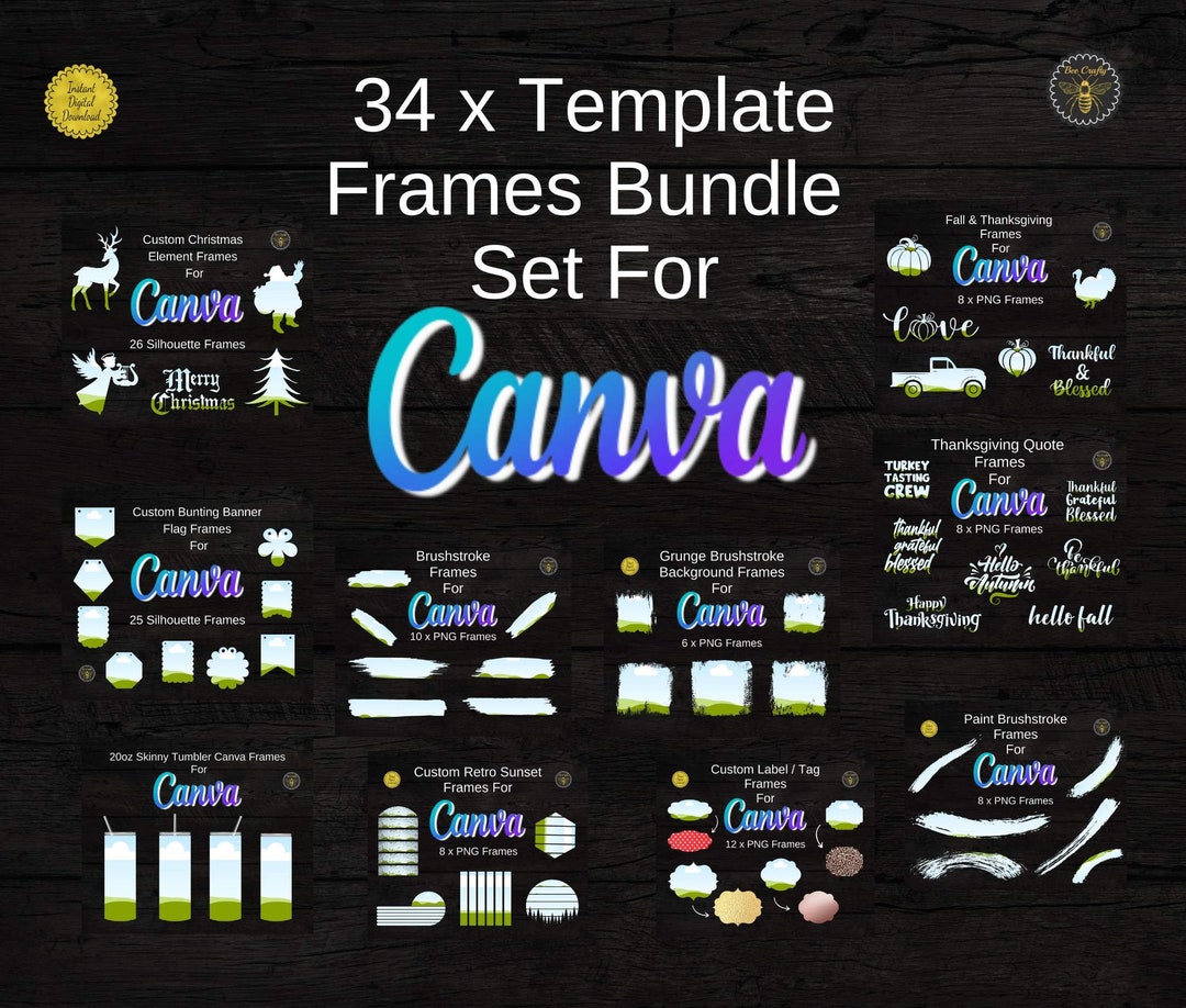 34 X Custom Canva Frame Bundle | Editable Canva Templates ...