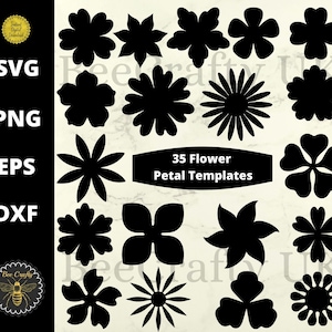 Paper Flower SVG Template Pattern Bundle / Flower Silhouettes Clipart Design Elements / svg dxf eps png Cut Files / Decorazioni per matrimoni
