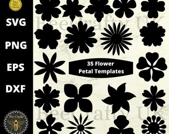 Paper Flower SVG Template Pattern Bundle / Flower Silhouettes Clipart Design Elements / svg dxf eps png Cut Files / Decorazioni per matrimoni