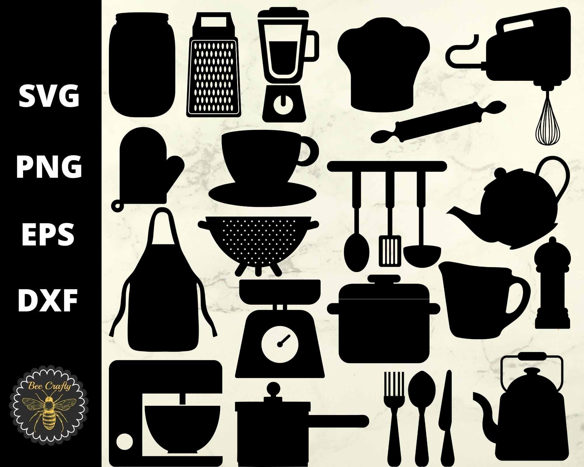 Download Kitchen Svg Bundle Utensils Mason Jar Teapot Apron Oven Mitt Etsy