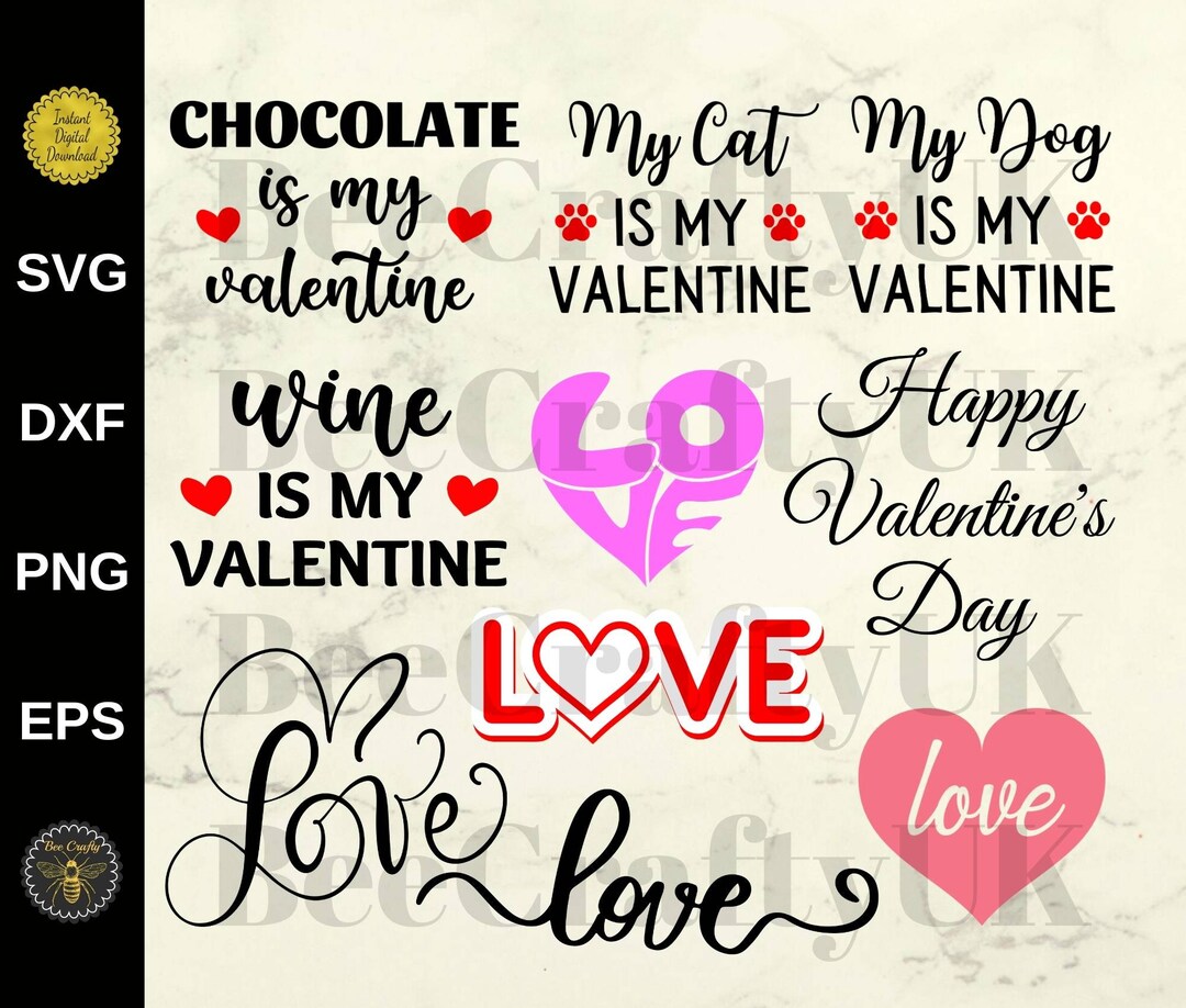 Valentines Day SVG Bundle | T-shirt Design Bundle | Love Shirt Logos ...
