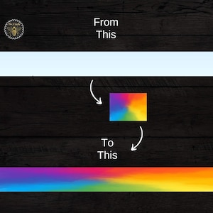 May include: A white washi tape with a rainbow gradient design. The tape is shown on a dark wood background. From This to This.