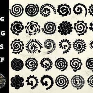 30 Rolled Flowers SVG Bundle | 3D Craft Patterns SVG | Paper Felt Fabric Flowers Template | svg, dxf, eps, png Cut Files | Instant Download