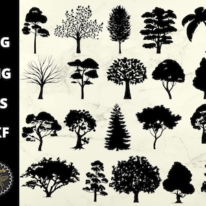 Trees Bundle SVG / Trees Palm Pine Oak Silhouette / Clipart Stencil Monogram / svg eps dxf png Cut Files / Instant Download / Uso commerciale