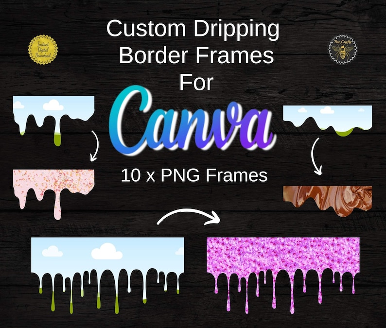 Custom Canva Dripping Border Frames | Drag and Drop Editable in Canva ...