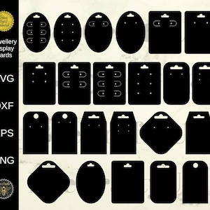 Llavero / Pendiente / Plantillas de tarjetas de visualización de joyas / Plantillas de embalaje para llaveros, pendientes, broches / Archivos de corte svg, eps, dxf, png