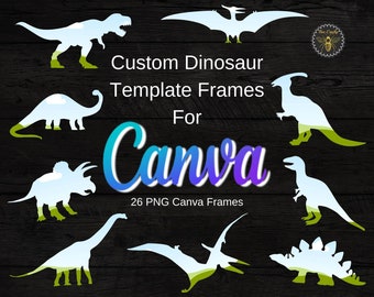 Marcos personalizados de Dinosaur Canva / Editables en Canva Dino Elements / Llene sus propias plantillas de dinosaurios, arrastre y suelte marcos / Uso comercial
