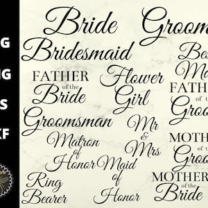 Bridal Party SVG Bundle / Wine Glass Decals / Bride Groom Flower Girl Bridesmaid Best Man / Wedding Clipart / svg eps dxf png, UK, Euro Inc