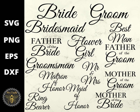 Download Bridal Party Svg Bundle Wine Glass Decals Bride Groom Etsy