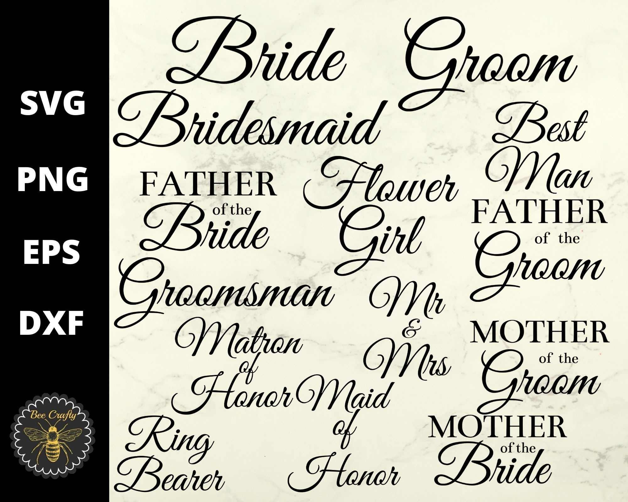 Download Bridal Party Svg Bundle Wine Glass Decals Bride Groom Etsy
