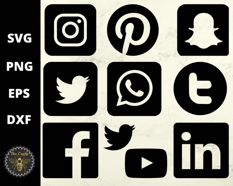 Download Icons SVG Bundle Social Media Silhouettes Clipart Images | Etsy
