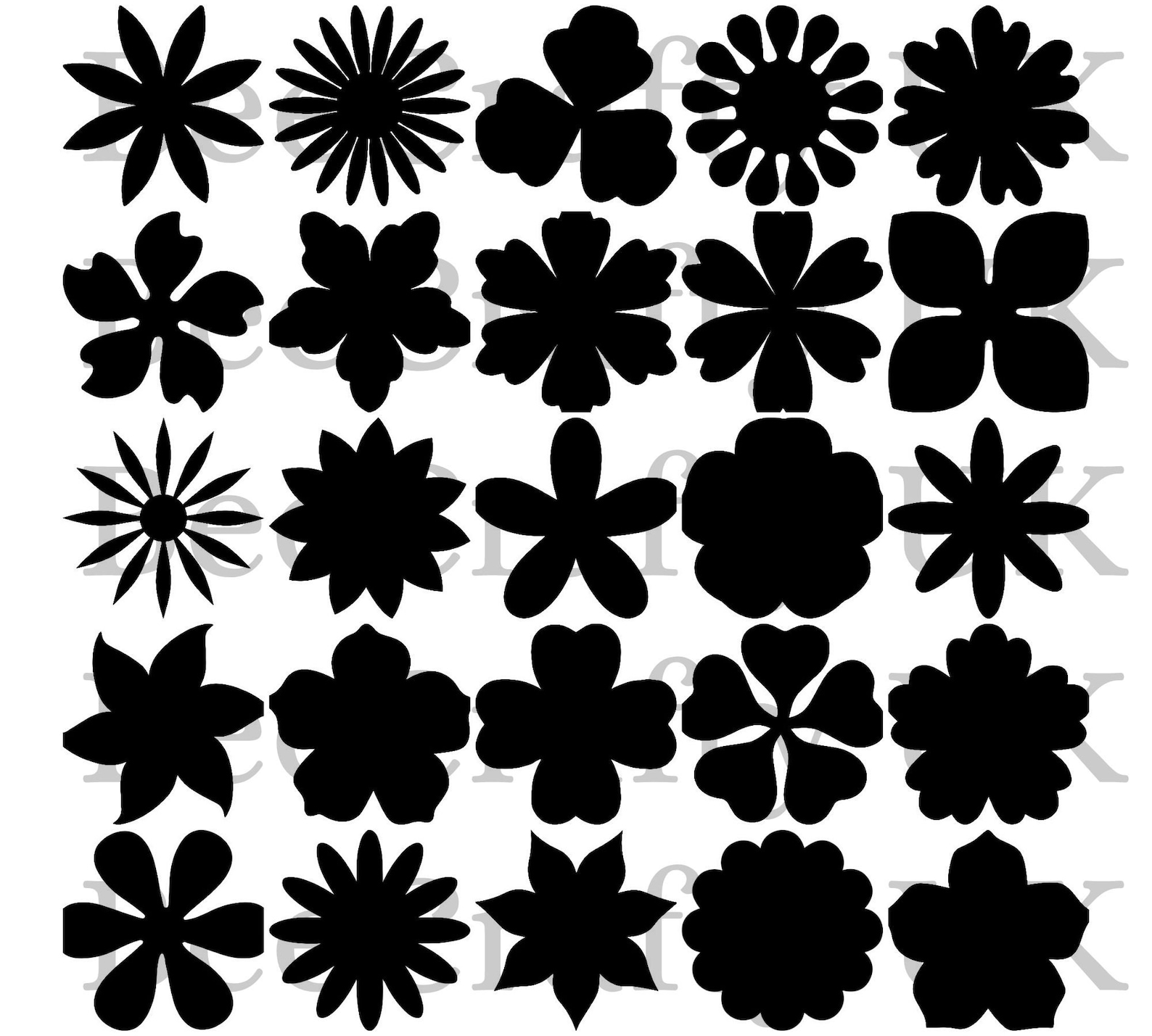 Paper Flower SVG Template Pattern Bundle Flower Silhouettes Etsy