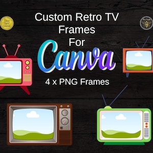 Custom Retro TV Screen Frames | Drag and Drop Editable In Canva Television Clipart Frame Template | Fill Your Own Drips, Commercial Use