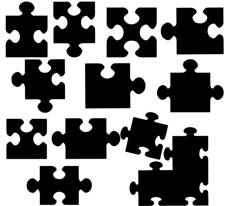 Jigsaw Pieces SVG Puzzle Pieces Silhouette Clipart SVG Cut ...