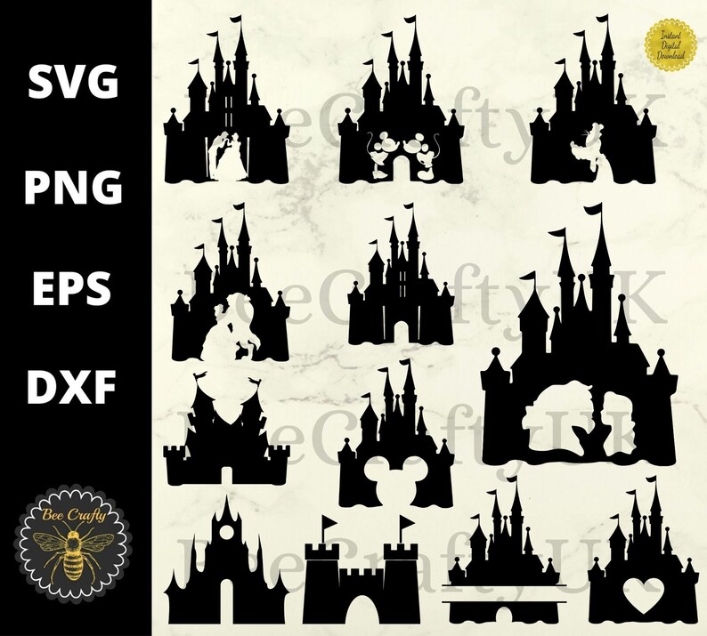 Download Svg Png Dxf Eps Clipart Elements Castle Silhouettes Svg Bundle Disney Mickey Pluto Belle Beauty The Beast Instant Download Clip Art Art Collectibles Jewellerymilad Com