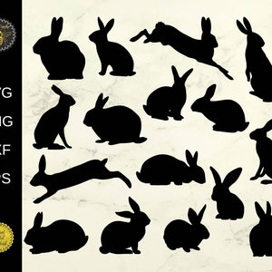 Rabbits & Hares Bundle SVG | Silhouette Rabbit Hare Clipart Cut Files | Rabbit Stencil | svg eps dxf png | Instant Download | Commercial Use