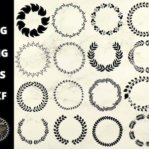 Circle Borders SVG-bundel | Kransen Clipart Design Elements | Bladkronen | svg, dxf, eps, png Cut Files | Instant download | Commercieel gebruik