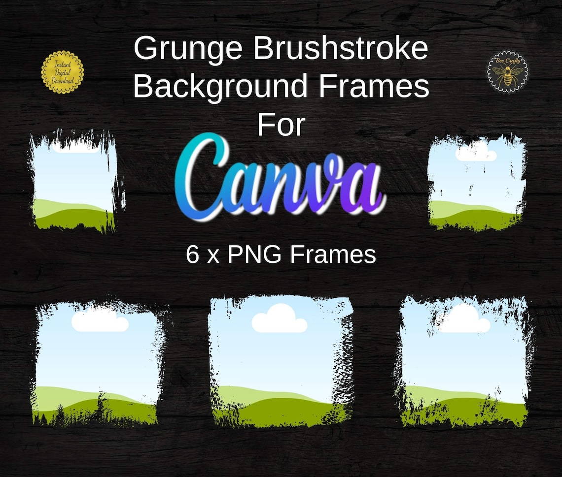 Custom Grunge Background Canva Frames Editable Canva Etsy