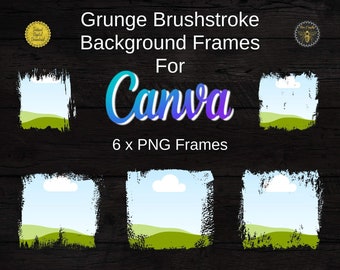 Custom Grunge Background Canva Frames | Editable Canva Brushstroke Backsplash Frames | Fill Your Own Drag & Drop Templates | Commercial Use