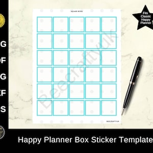 Happy Planner Classic Sticker Sjabloon | Lege vulbare vierkante dozen Planner Sticker Sjabloon | Instant download | png pdf svg dxf eps |