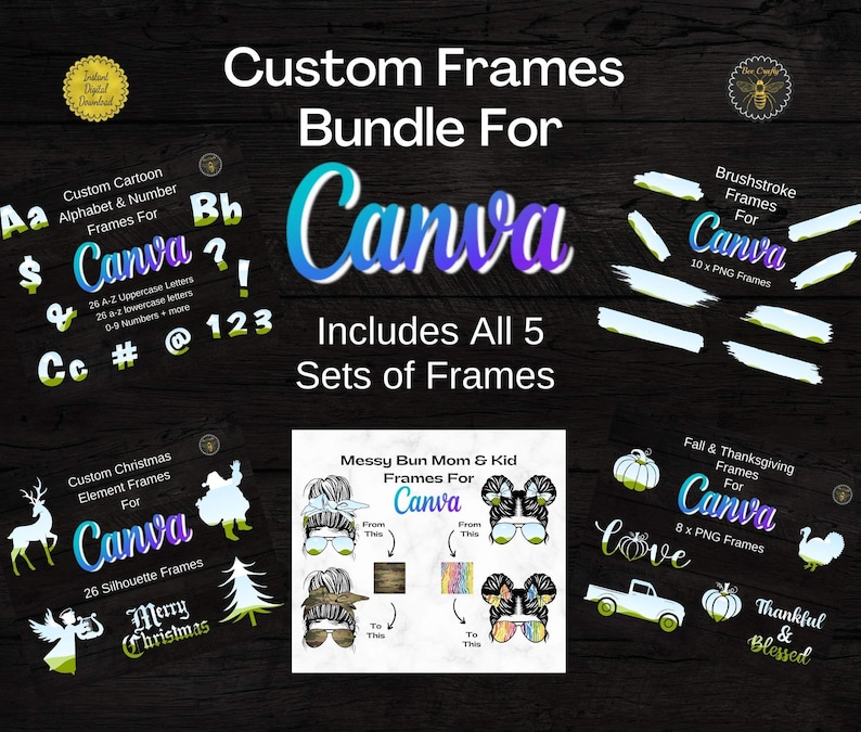 Custom Canva Frames Bundle Editable Canva Templates Etsy