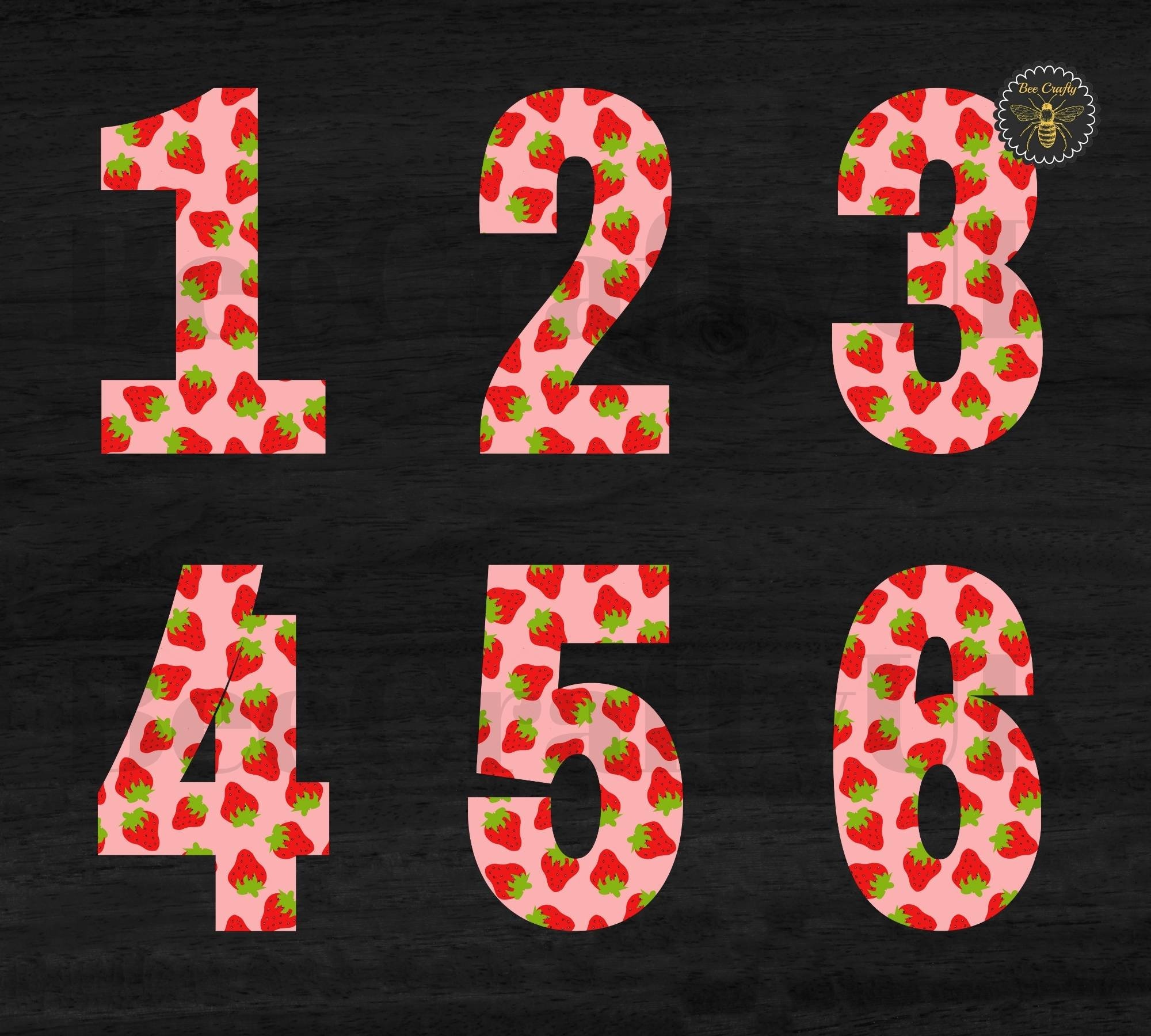 Strawberry Print Letters & Numbers | Berry Alphabet Font A-Z | Numbers ...