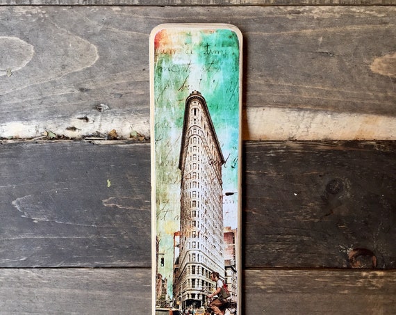 Flat Iron building Manhattan New York City Original Vertical Landscape Photography Hand Crafted on Wood -  ny gift