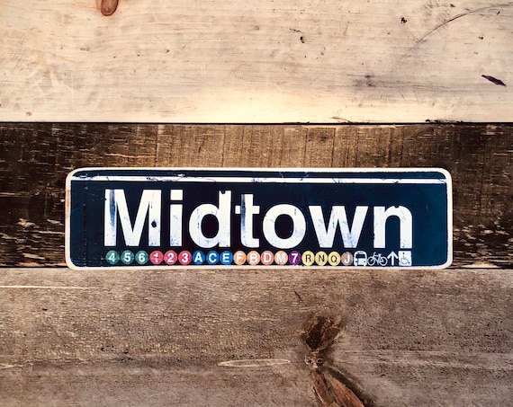 Midtown Manhattan New York City Neighborhood Hand Crafted Horizontal Wood Sign - 4x15 in.
