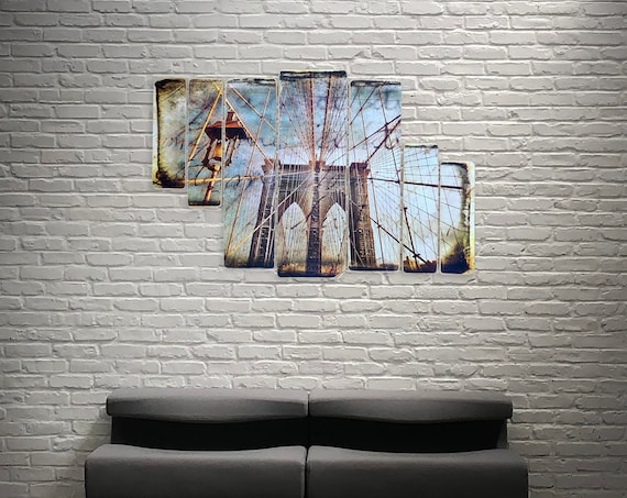 Brooklyn Bridge Cables New York City Original Horizontal Landscape Photography Hand Crafted on Wood - 38x24inches ny gift