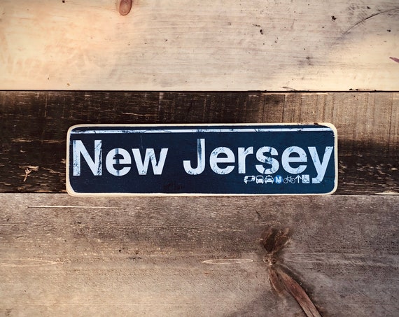 New Jersey Neighborhood Hand Crafted Horizontal Wood Sign - 4x15 in.