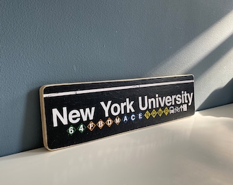 New York University / Nyu  New York City  Hand Crafted Horizontal Wood Sign - Subway sign, NY Decor, NYC Art, Subway Art, NYC Sign