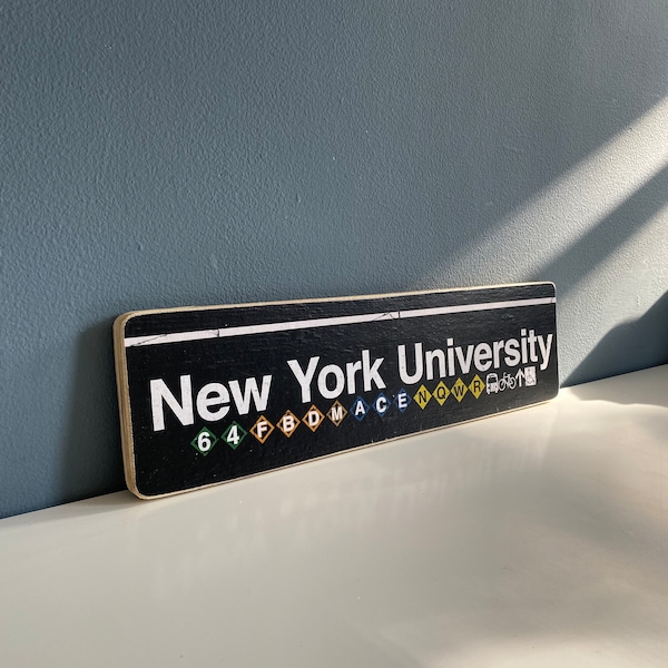 New York University / Nyu  New York City  Hand Crafted Horizontal Wood Sign - Subway sign, NY Decor, NYC Art, Subway Art, NYC Sign