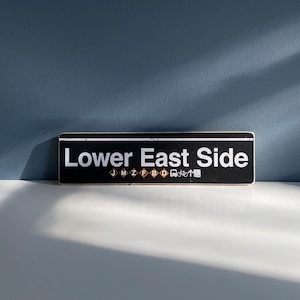 Lower East Side Subway Art: Handcrafted Wood NYC Sign