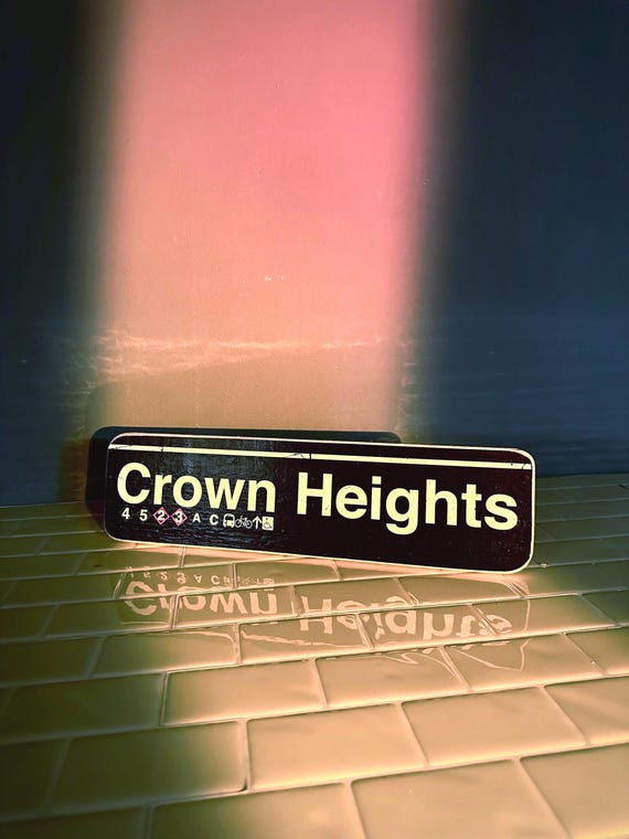 Crown heights Sign /Hand Crafted Horizontal Wood Sign/Subway sign/Brooklyn gift/Brooklyn wood sign/NYC gift/NYC art /NYC Neighborhood sign