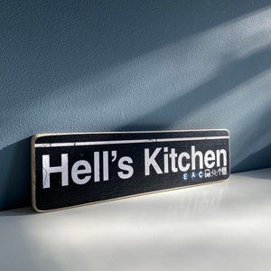 Handcrafted Hell&#39;s Kitchen Wood Sign: NYC Subway Art