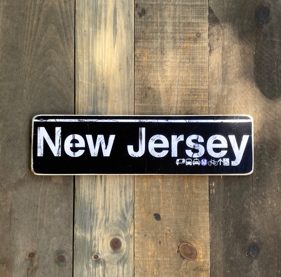 New Jersey 6x22 Hand Crafted Horizontal Original Wood Sign - Subway sign, NJ Decor, New jersey Art, NJ Gift, New jersey Sign