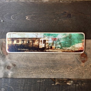 Subway Wonder Wheel Coney Island Brooklyn New York City Original Horizontal Landscape Photography Hand Crafted on Wood -