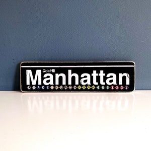 Manhattan Borough  New York City Neighborhood Hand Crafted Horizontal Original Wood Sign - Subway sign, NY Decor, NYC Art, Ny Gift, NYC Sign