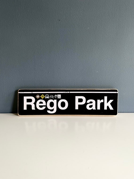 Rego Park Queens New York City Neighborhood Hand Crafted Horizontal Original Wood Sign - Subway sign, NY Decor, NYC Art, Ny Gift, NYC Sign