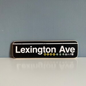 Lexington Ave Subway Sign: Handcrafted NYC Wood Decor