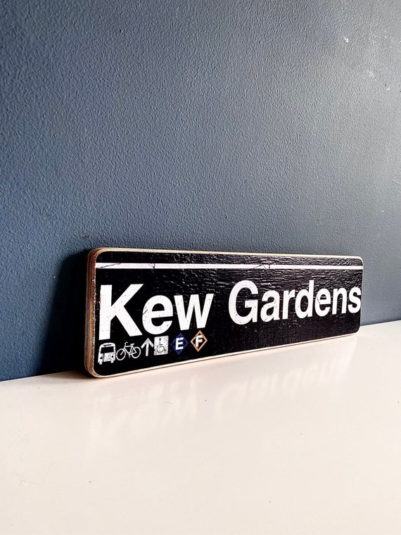 Kew Gardens Queens New York City Neighborhood Hand Crafted Horizontal Original Wood Sign - Subway sign, NY Decor, NYC Art, Ny Gift, NYC Sign