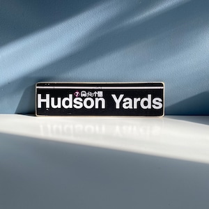 Handcrafted Hudson Yards Wood Sign: NYC Subway Art